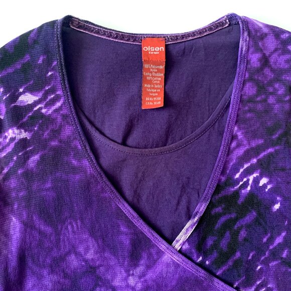 Vintage Olsen Y2K Purple Mesh Wrap Top Whimsigoth Witchy Fairy Sultry Boho Cyber - Picture 7 of 16